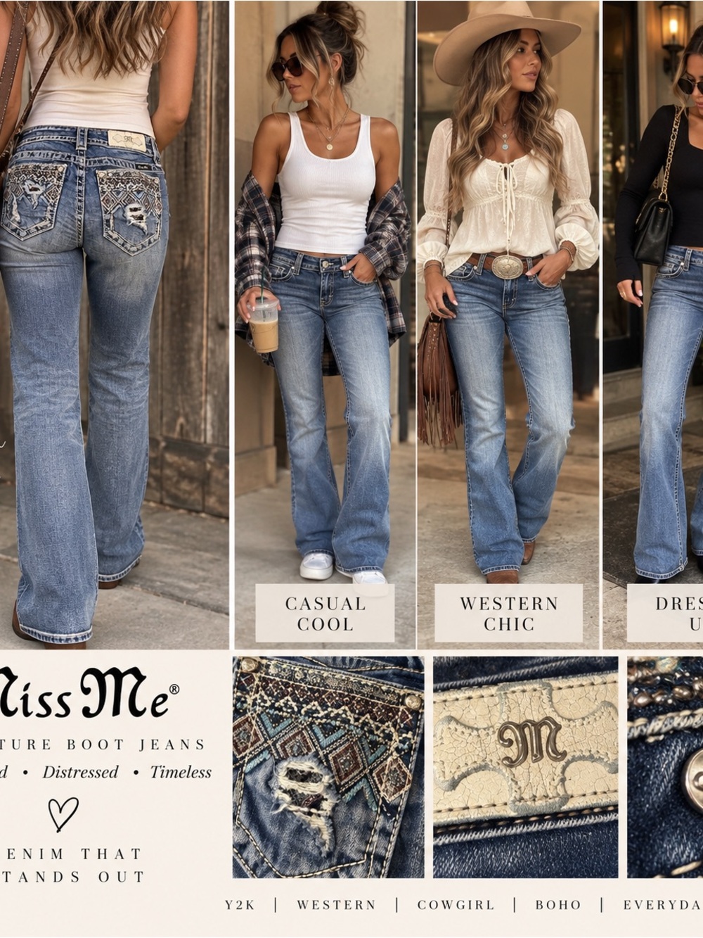 Miss Me Size 26 Signature Boot Jeans Embellished Rhinestone Distressed Y2K